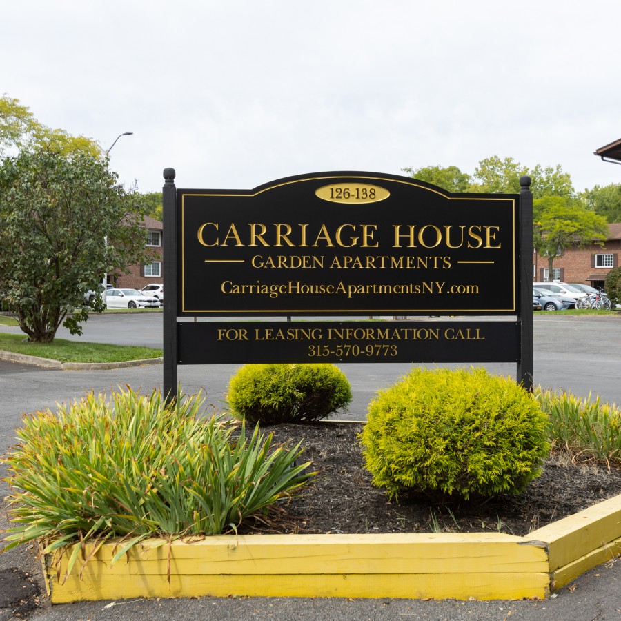 Carriage House Garden Apartments entrance sign, Syracuse NY